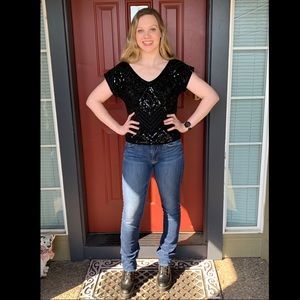 1980s Marissa Christina Cropped V-Neck Sweater